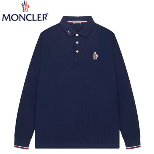 MONCLER-031210 몽클레어 네이비 코튼 긴팔 폴로 티셔츠 남성용