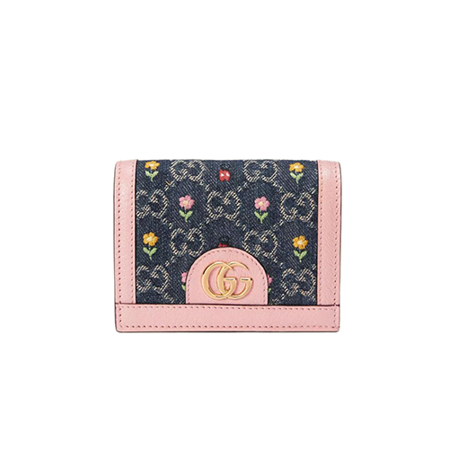 [스페셜오더]GUCCI-523155 8911 구찌 오피디아 핑크/블루 GG 데님 카드 케이스 지갑