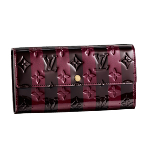 LOUIS VUITTON-M91715 모노그램 베르니 스트라이프 사라 월릿 아마랑뜨 RAYE 