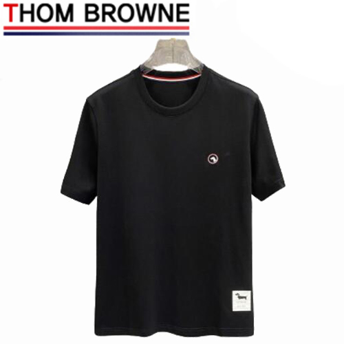 THOM BROWNE-05054 톰 브라운 블랙 코튼 티셔츠 남성용
