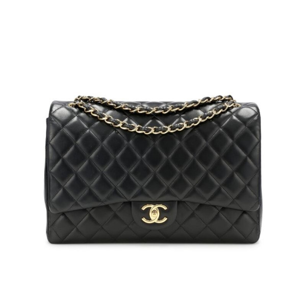 [스페셜오더]CHANEL-A58601 샤넬 클래식 블랙 골드 램스킨 맥시 더블 플랩 백 33cm