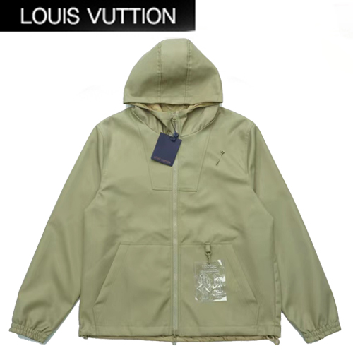 LOUIS VUITTON-082311 루이비통 카키 그린 실크 양면 바람막이 후드 재킷 남여공용