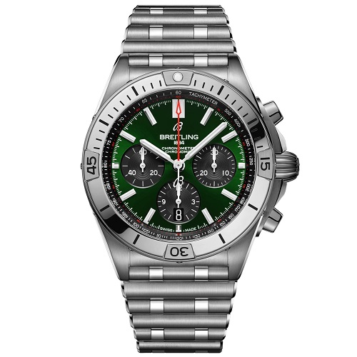 [스페셜오더]BREITLING-브라이틀링 크로노맷 B01 크로노그래프 스틸 그린 다이얼 유틸리티시계 42mm