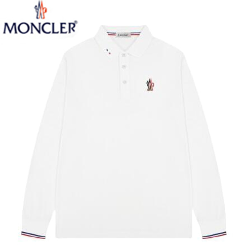 MONCLER-031212 몽클레어 화이트 코튼 긴팔 폴로 티셔츠 남성용