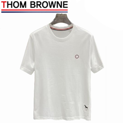 THOM BROWNE-05055 톰 브라운 화이트 코튼 티셔츠 남성용