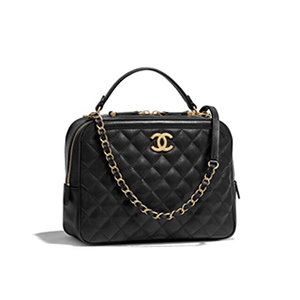 [스페셜오더]CHANEL-A57906 샤넬 블랙 카프스킨 골드메탈 미디엄 코스메틱 케이스