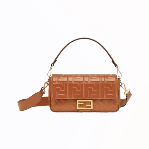 [스페셜오더]FENDI-8BR600 펜디 브라운 FF 엠보싱 미디엄 바게트 백 27CM