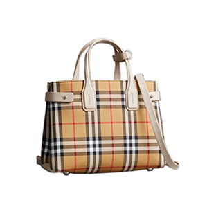 [스페셜오더]BURBERRY-40769491 버버리 스몰 빈티지 체크 화이트 가죽 배너