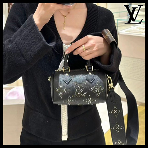 [스페셜오더]LOUIS VUITTON-M46745 루이비통 블랙 모노그램 앙프렝뜨 스터드 나노 스피디 16cm