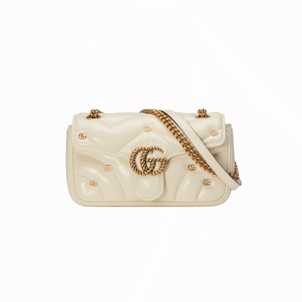 [스페셜오더]GUCCI-443497 9206 구찌 화이트 GG 마틀라세 더블 G 스터드 마몽 스몰 숄더백 26cm