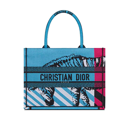 [스페셜오더]DIOR-M1296 디올 블루 D-Jungle Pop DIOR BOOK TOTE 미디엄 백