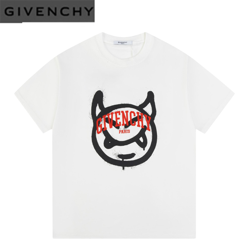 GIVENCHY-030915 지방시 화이트 프린트 장식 티셔츠 남성용