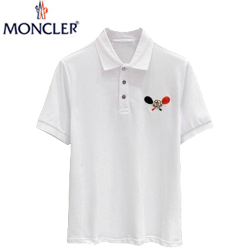 MONCLER-05055 몽클레어 화이트 아플리케 장식 폴로 티셔츠 남성용