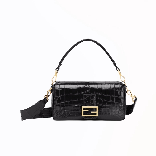 [스페셜오더]FENDI-8BR600 펜디 블랙 크로커다일 미디엄 바게트 백 27cm Real 크로커다일 가죽