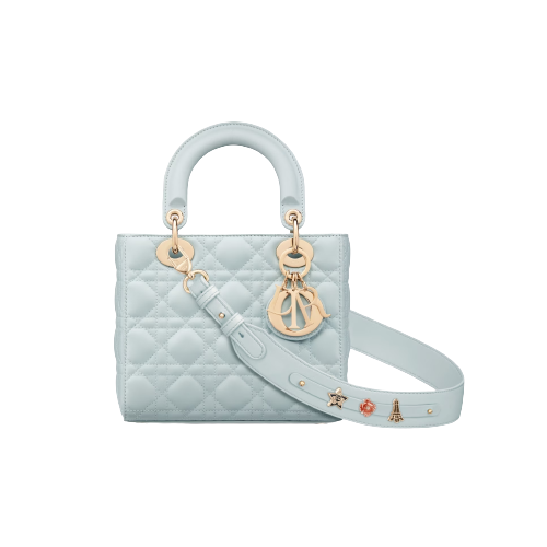 [스페셜오더]DIOR-M0538 디올 플라시드 블루 까나쥬 스티칭 골드 LADY DIOR MY ABCDIOR 스몰 핸드백 20cm