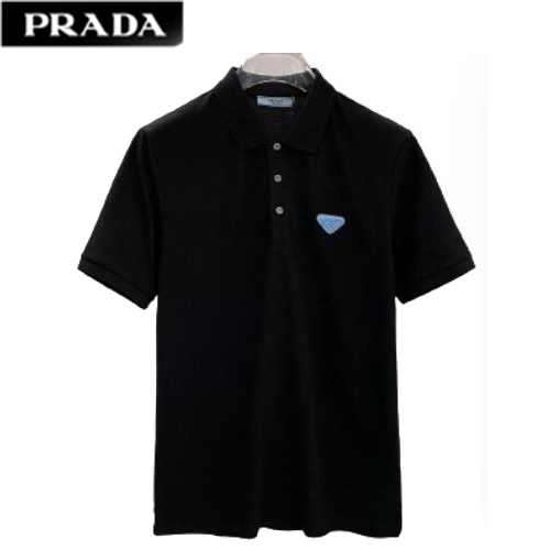PRADA-05059 프라다 블랙 트라이앵글 로고 폴로 티셔츠 남성용
