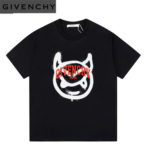 GIVENCHY-030916 지방시 블랙 프린트 장식 티셔츠 남성용