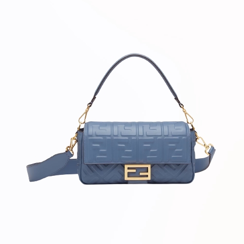 [스페셜오더]FENDI-8BR600 펜디 블루 FF 엠보싱 미디엄 바게트 백 27CM