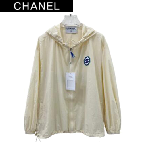 CHANEL-040713 샤넬 아이보리 아플리케 장식 바람막이 후드 재킷 여성용