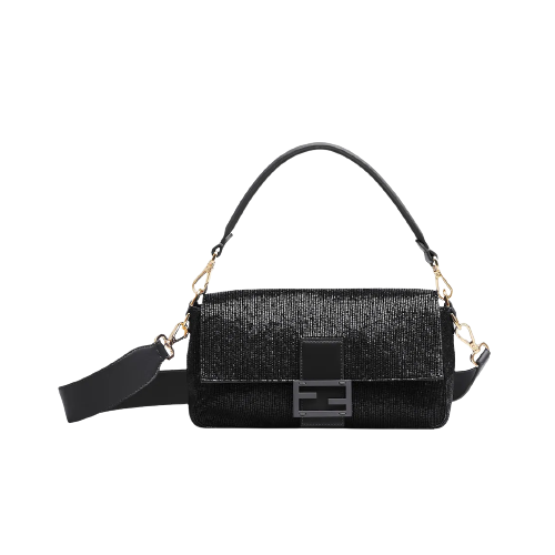 [스페셜오더]FENDI-8BR600 펜디 블랙 비즈 리-에디션 미디엄 바게트 백 27CM