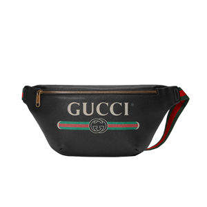 [스페셜오더]GUCCI-493869 8164 구찌 블랙 가죽 구찌 프린트 벨트 백