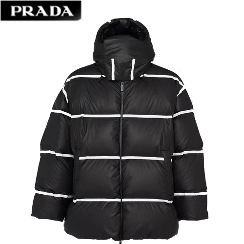 PRADA-11161 프라다 블랙 스트라이프 장식 패딩 남성용