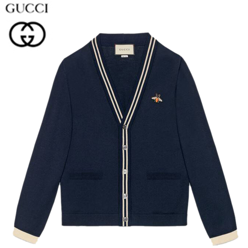 GUCCI-496443 4650 구찌 네이비 벌 모양 장식 가디건 울 니트