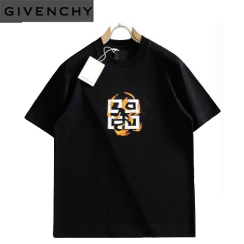 GIVENCHY-03141 지방시 블랙 아플리케 장식 티셔츠 남여공용