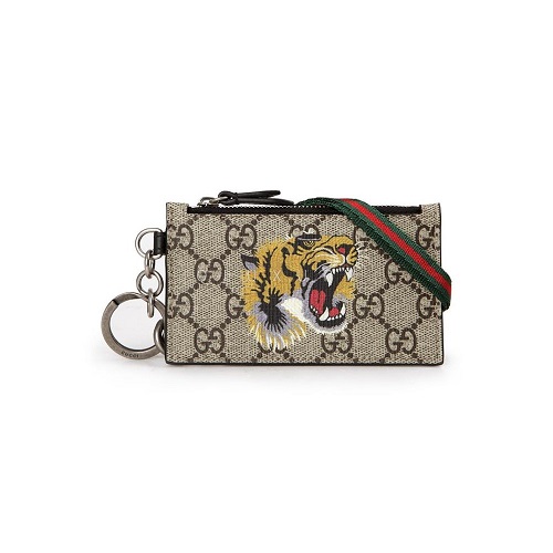 [스페셜오더]GUCCI-523903 9SEAN 8669 구찌 타이거 프린트 GG 슈프림 Web 스트랩 카드 케이스