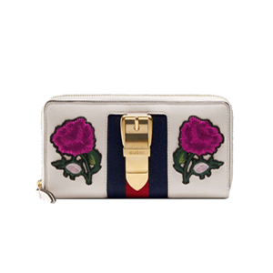 [스페셜오더]GUCCI-476083 8406 구찌 Sylvie 화이트 가죽 꽃 자수 집 어라운 월릿