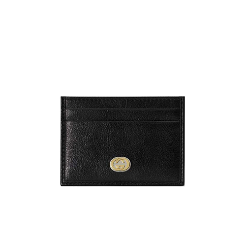 GUCCI-581528 1000 구찌 블랙 소프트 가죽 인터로킹 G 장식 카드 케이스