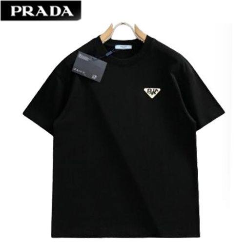 PRADA-05184 프라다 블랙 트라이앵글 로고 티셔츠 남성용