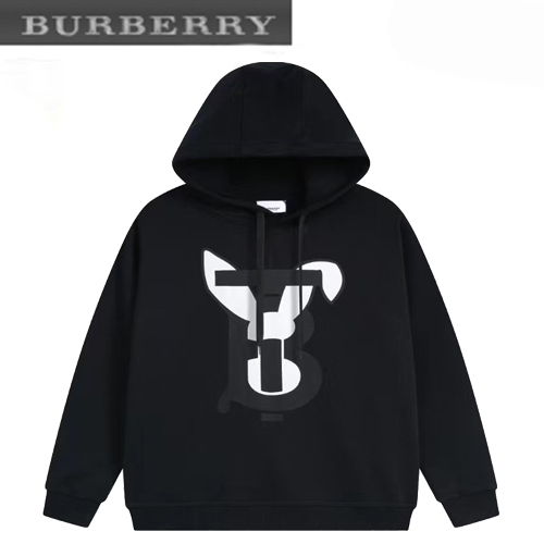 BURBERRY-07245 버버리 블랙 TB 프린트 장식 후드 티셔츠 남여공용