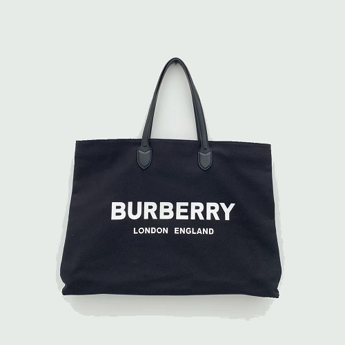 [스페셜오더]BURBERRY-8009268 버버리 블랙 로고 디테일 코튼 토트백