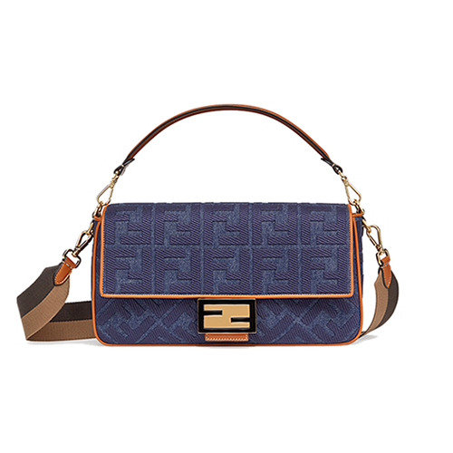 [스페셜오더]FENDI-8BR771 펜디 블루 더블 F 데님 페브릭 바게트 라지