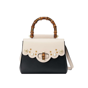 [스페셜오더]GUCCI-476448 8194 구찌 님페아 일본 한정판 블랙 화이트 탑 핸들 미니 백