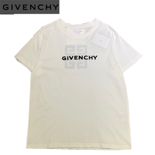 GIVENCHY-05205 지방시 화이트 패치 장식 티셔츠 남여공용