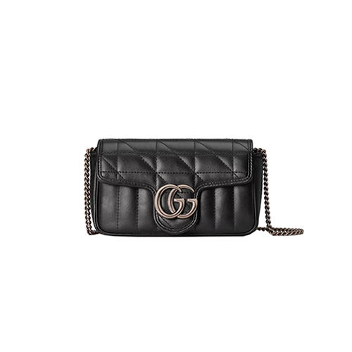 [스페셜오더]GUCCI-476433 1000 구찌 GG 마몽 블랙 가죽 수퍼 미니백