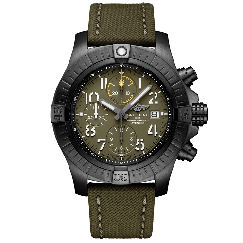 [스페셜오더]BREITLING-브라이틀링 어밴져 크로노그래프 티타늄 45 나이트 미션 그린 시계 45mm