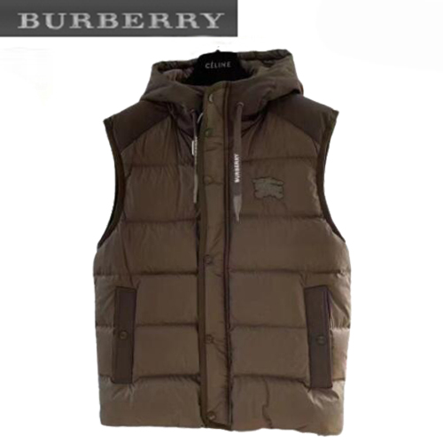 BURBERRY-11148 버버리 브라운 로고 패치 장식 패딩 조끼 남성용