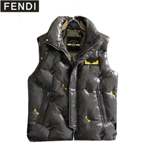 FENDI-10178 펜디 그레이 백 버그 아이 장식 패딩 조끼 남성용