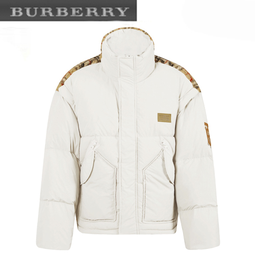 BURBERRY-12188 버버리 아이보리 체크 무늬 시어링 장식 패딩 남여공용