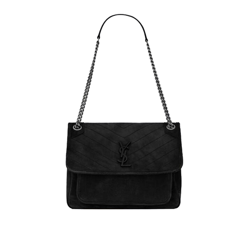 [스페셜오더]SAINT LAURENT-633158 생 로랑 블랙 스웨이드 니키 NIKI 미디엄 백