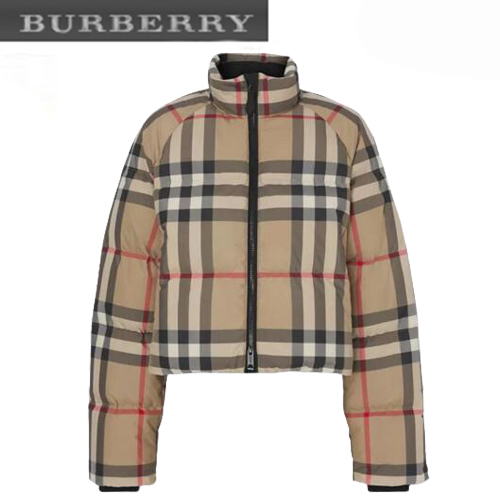 BURBERRY-11129 버버리 베이지 체크 무늬 패딩 여성용