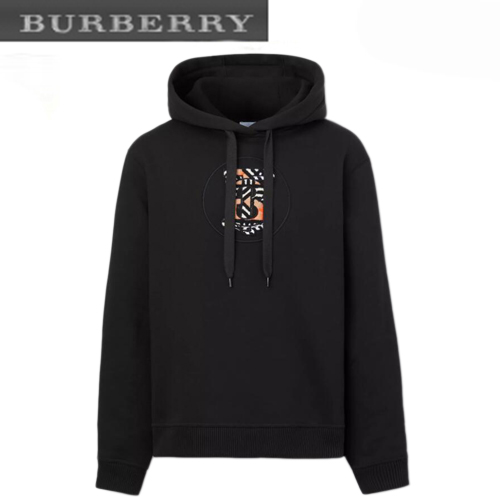 BURBERRY-80573131 버버리 블랙 모노그램 모티프 코튼 블렌드 후디 남여공용