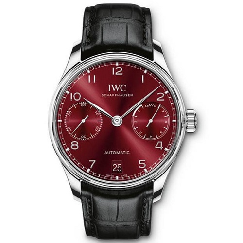 [스페셜오더]IWC-IW500714 아이더블유씨 포르투기저 오토매틱 스틸 버건디 시계 42mm