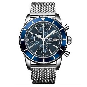 [스페셜오더]BREITLING-브라이틀링 슈퍼오션 헤리티지 II 크로노그래프 블루세라믹 스틸브레이슬릿 워치 46mm