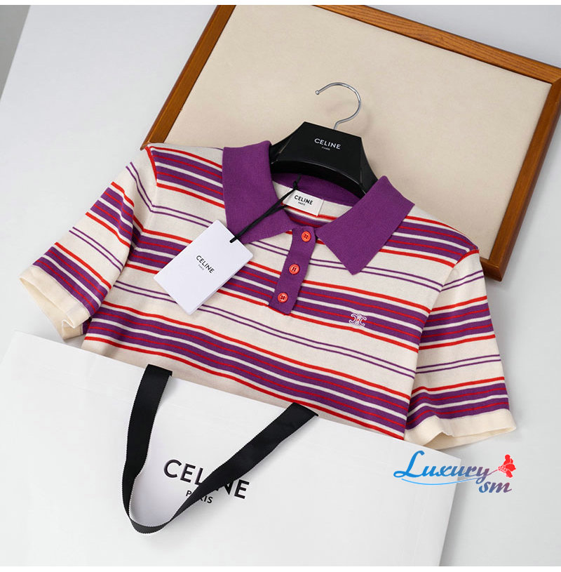 CELINE-06121 셀린느 2026년 여성용 수메르 폴로 셔츠