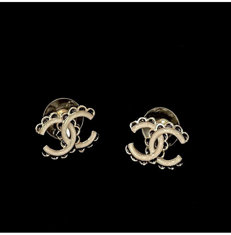 CHANEL-7529 샤넬 블랙 앤 화이트 레이스 더블 C 귀걸이