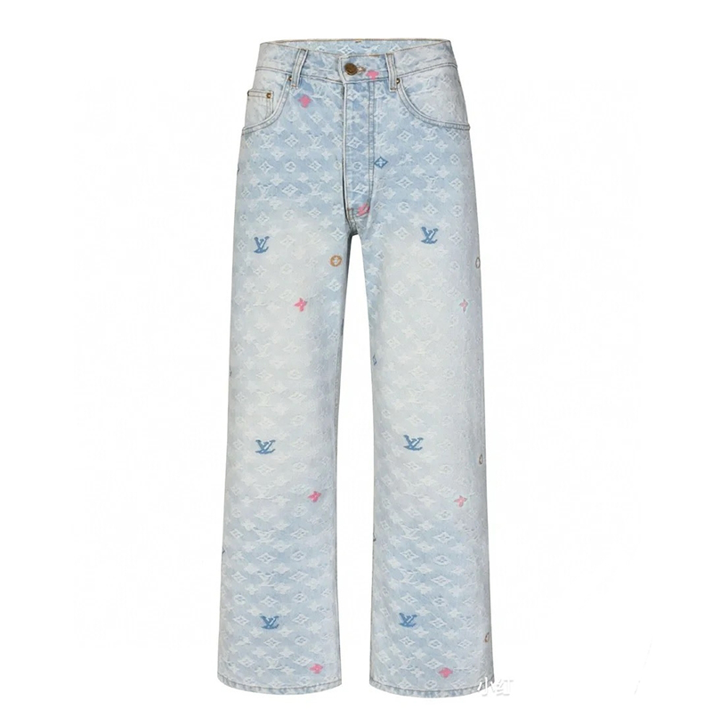 [스페셜오더]LOUIS VUITTON-M96121 Louis Vuitton × Tyler 콜라보 자카드 풀 로고 캔디 시리즈 데님 팬츠 여성용